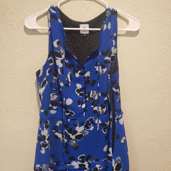 CAbi Untamed Electric Blue Floral Polka Dot Midi Dress Size M - Picture 6 of 6
